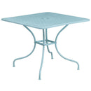 FLASH Oia 35.5" Indoor-Outdoor Steel Patio Table w/ Umbrella Table - CO-6-GG