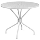 FLASH Oia 35.5" Indoor-Outdoor Steel Patio Table w/ Umbrella Table - CO-6-GG