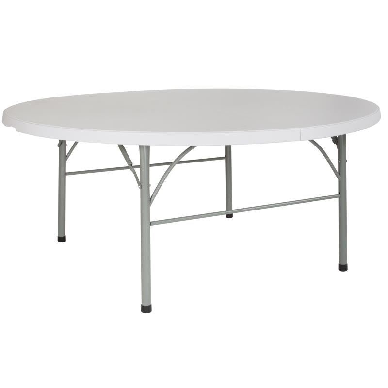 FLASH Round Bi-Fold Granite White Plastic Folding Table - DAD-Z-GG