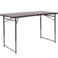 FLASH Mills 4-Foot Height Adjustable Bi-Fold Wood Grain Plastic Folding Table - DAD-LF-122Z-GG