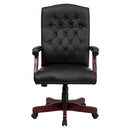 FLASH Martha Washington Black LeatherSoft Executive Swivel Office Chair with Arms - 801L-LF0005-BK-LEA-GG