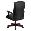 FLASH Martha Washington Black LeatherSoft Executive Swivel Office Chair with Arms - 801L-LF0005-BK-LEA-GG