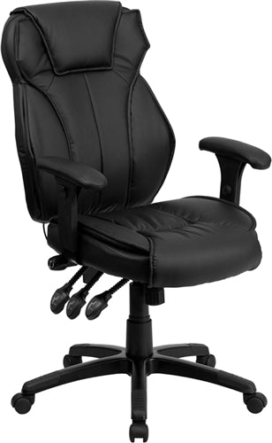 High Back Black Leather Executive Office Chair with Triple Paddle Control by Flash Furniture