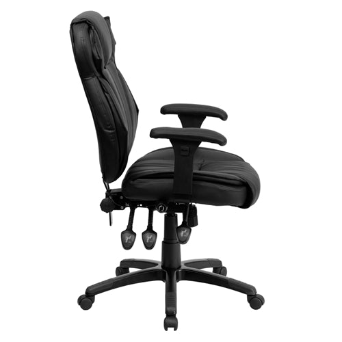High Back Black Leather Executive Office Chair with Triple Paddle Control by Flash Furniture