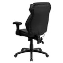 FLASH Hansel High Back Black LeatherSoft Multifunction Executive Swivel Ergonomic Office Chair with Lumbar Support Knob with Arms - BT-9835H-GG