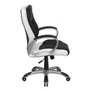 FLASH Mid-Back Black and White LeatherSoft Executive Swivel Office Chair with Arms - CH-CX0217M-GG