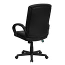 FLASH Chelsea Mid-Back Black LeatherSoft Executive Swivel Office Chair with Three Line Horizontal Stitch Back and Arms - GO-977-1-BK-LEA-GG