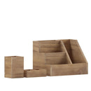 FLASH Comerford 3 Piece Wooden Organizer Set For Desktop, Table Top, or Vanity in Rustic Brown - HFMHD-GDI-CRE8-GG