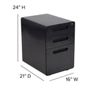 FLASH Wren Ergonomic 3-Drawer Mobile Locking Filing Cabinet with Anti-Tilt Mechanism and Hanging Drawer for Legal & Letter Files