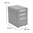 FLASH Wren Ergonomic 3-Drawer Mobile Locking Filing Cabinet with Anti-Tilt Mechanism and Hanging Drawer for Legal & Letter Files
