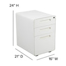 FLASH Wren Ergonomic 3-Drawer Mobile Locking Filing Cabinet with Anti-Tilt Mechanism and Hanging Drawer for Legal & Letter Files