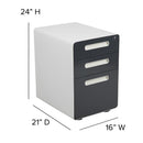 FLASH Wren Ergonomic 3-Drawer Mobile Locking Filing Cabinet with Anti-Tilt Mechanism and Hanging Drawer for Legal & Letter Files