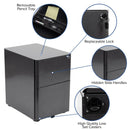 FLASH Warner Modern 3-Drawer Mobile Locking Filing Cabinet with Anti-Tilt Mechanism and Hanging Drawer for Legal & Letter Files