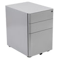 FLASH Warner Modern 3-Drawer Mobile Locking Filing Cabinet with Anti-Tilt Mechanism and Hanging Drawer for Legal & Letter Files