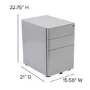 FLASH Warner Modern 3-Drawer Mobile Locking Filing Cabinet with Anti-Tilt Mechanism and Hanging Drawer for Legal & Letter Files