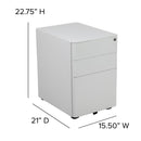 FLASH Warner Modern 3-Drawer Mobile Locking Filing Cabinet with Anti-Tilt Mechanism and Hanging Drawer for Legal & Letter Files