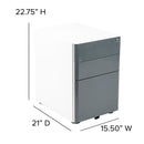 FLASH Warner Modern 3-Drawer Mobile Locking Filing Cabinet with Anti-Tilt Mechanism and Hanging Drawer for Legal & Letter Files