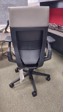 USED Steelcase Gesture Elmosoft Tan/Gray Leather - back view