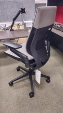 USED Steelcase Gesture Elmosoft Tan/Gray Leather - corner view