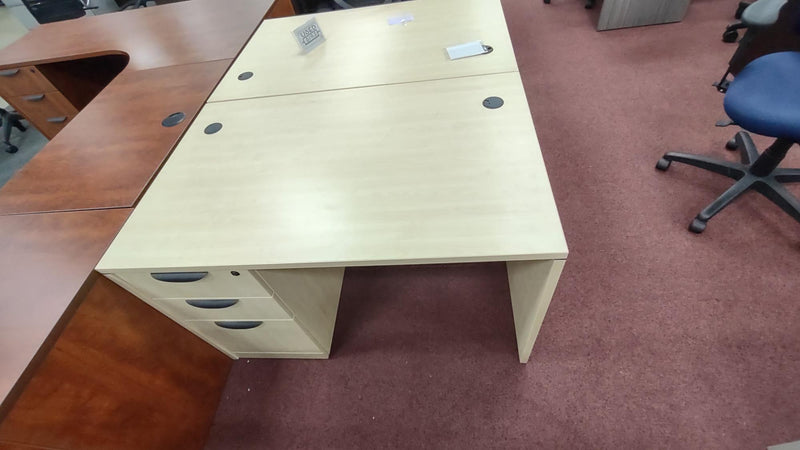 USED Small Maple Desk with Pedestal