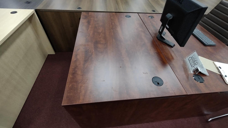 USED Dark Walnut Desk with Pedestal - Product Photo 3