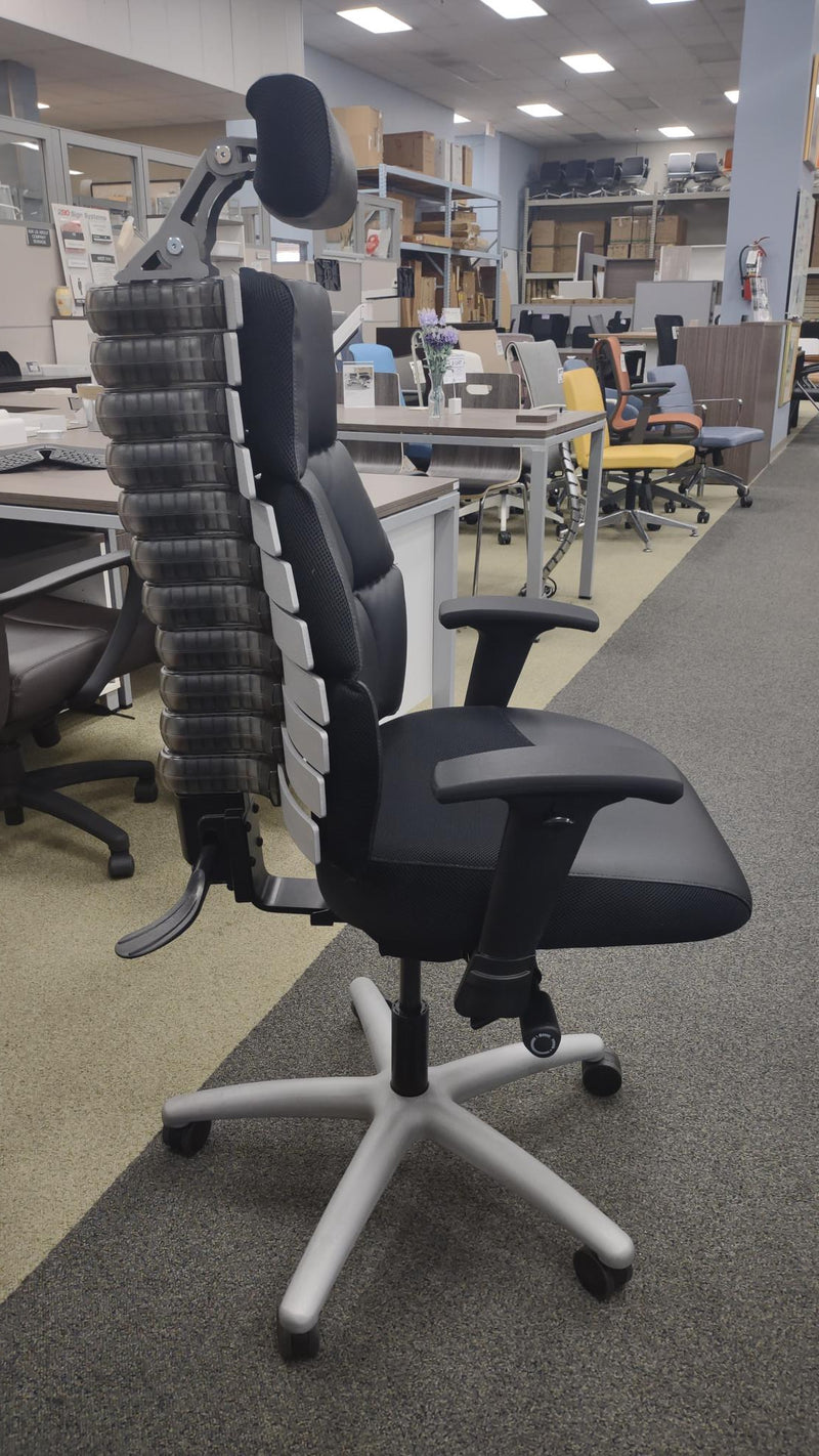 CLEARANCE Verte 2200 Executive Ergonomic Chair with Black Premium Leather and Silver Frame