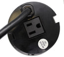 Boss 3″ Grommet Outlet with 2 electrical & 2 USB ports on top and 1 bottom outlet for daisy chain, Silver/Black
