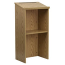 Flash Mysta Stand-Up Wood Lectern in Oak - MT-M8830-LECT-OAK-GG