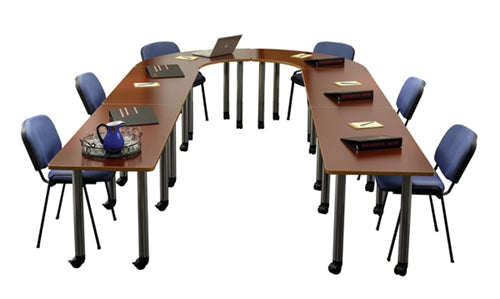 Training Classroom Tables By Maverick: Brushed Steel Post Legs w/ Casters  MMLEGTRSC