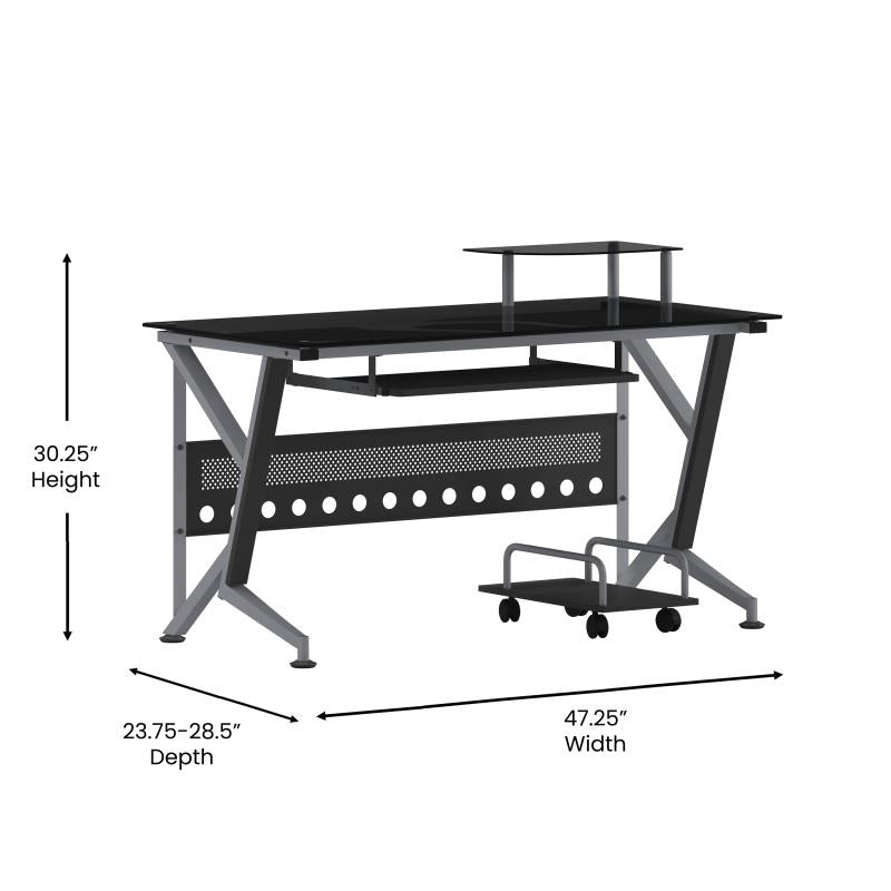 Singleton Black Glass Computer Desk 2