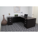 Boss Holland Series 66" or 71" Executive L-Shape Corner Desk with Dual File Storage Pedestals, Mocha