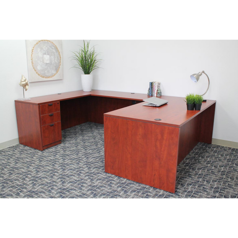 Boss Holland Series 66 Inch Executive U-Shape Desk with File Storage Pedestal