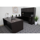 Boss Holland Series 66" or 71" Executive U-Shape Desk with File Storage Pedestal and Hutch, Mocha