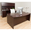 Boss Holland Series 71 Inch Executive U-Shaped Curved Bow Desk with File Storage Pedestal and Hutch, Mahogany