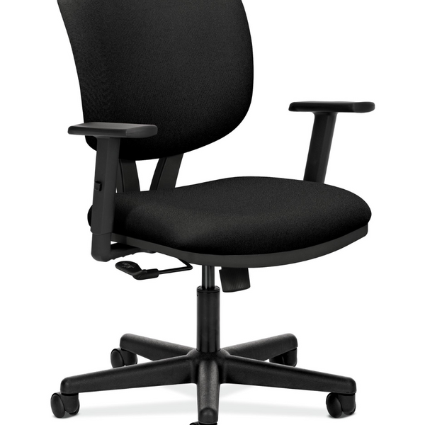 HON Volt Task Chair, Center-Tilt, Adjustable Arms and Black Fabric