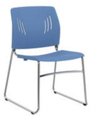 STACKING CHAIR-LT BLUE/CHROME