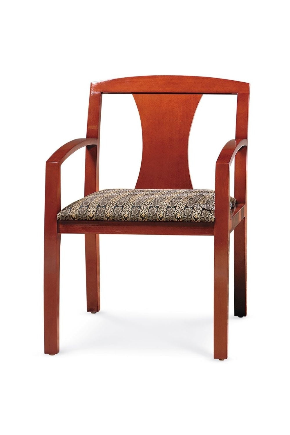 High Point Contempo Wood Guest Chair Curvilinear Arms Hourglass Back