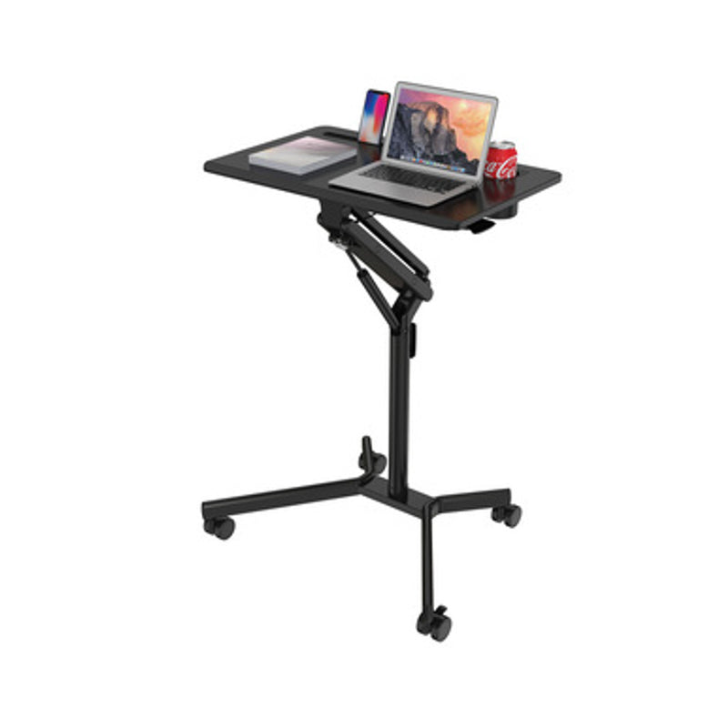 Office Source Any Space WFH Collection | Adjustable Height Laptop Desk with Pneumatic Lift, Black Base and Casters - OSMHAT