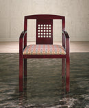 High Point Contempo Wood Guest Chair Curvilinear Arms Puzzle Back -9433